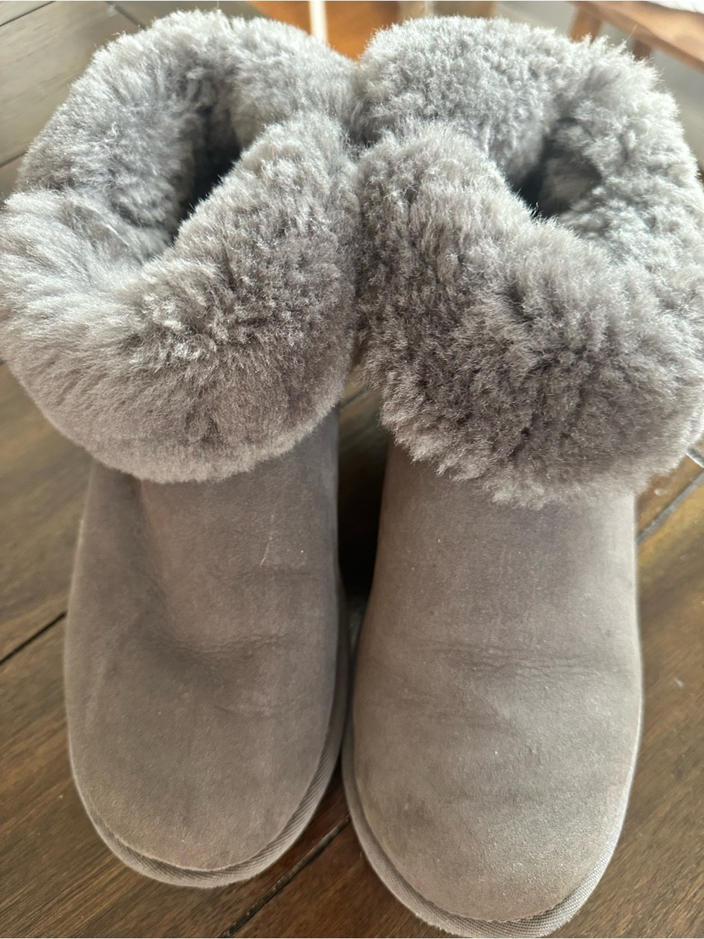 ❄️Cozy Women's Gray Faux-Shearling Slipper Boots